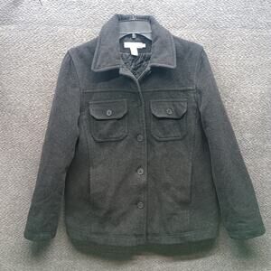 J Crew Women Classic Wool Blend Pea Coat Button Up Flap Pockets